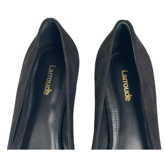 Larroude Lee Pom-Pom Black Suede Flats Womens Size 7.5 Pointed Toe New $295 - Picture 8 of 9